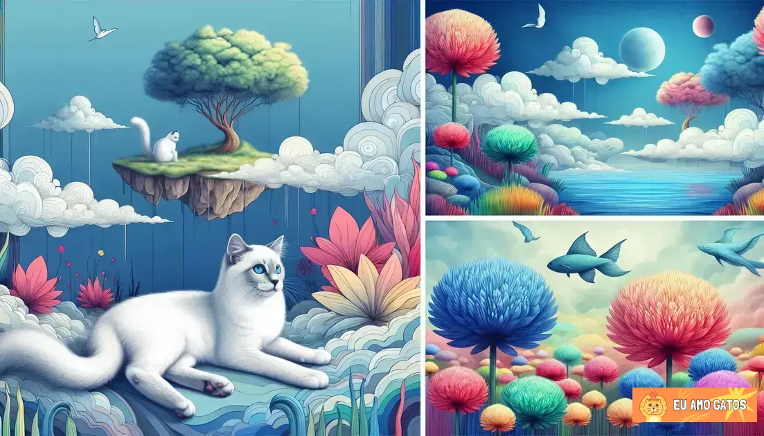 Gato Branco em Diferentes Contextos de Sonhos Gato Branco em Diferentes Contextos de Sonhos